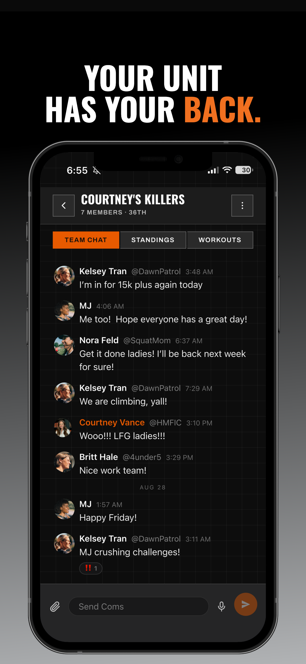 Mom Unit app Fire Team chat