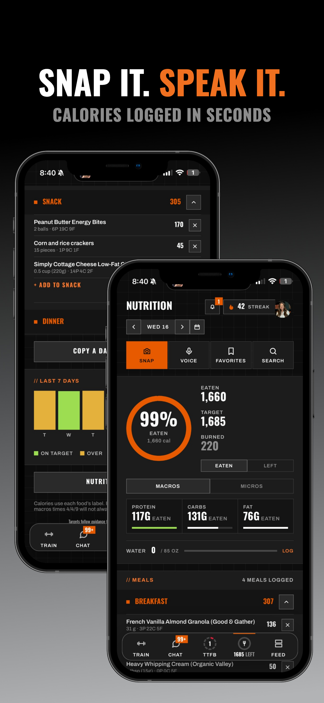 Mom Unit app nutrition: snap it, speak it